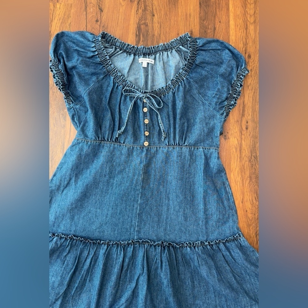 Blue Denim Short Sleeve Dress - Picture 8 of 9